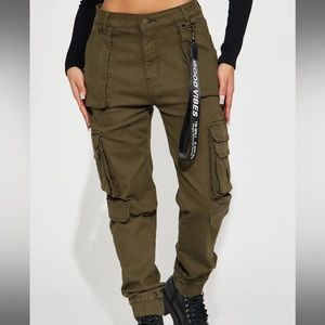 Medium Olive Colored Jogger/Cargo Pants